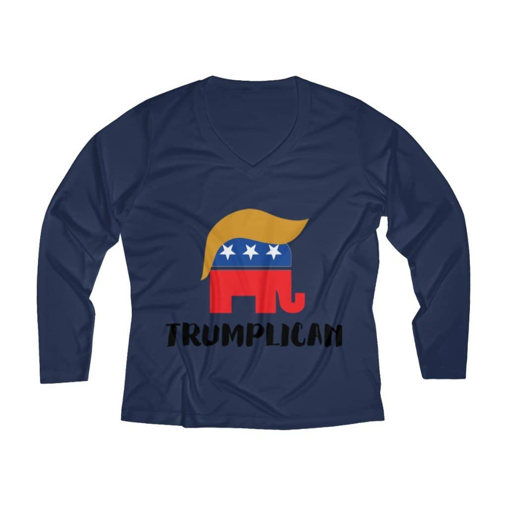 Trumplican Women's Long Sleeve Performance V-neck Tee - Trumpshop.net