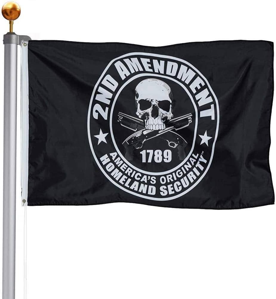 2nd Amendment America's Original Homeland Security Black Skull Rifles Flags Polyester with Brass Grommets 3 X 5 Ft - Trumpshop.net