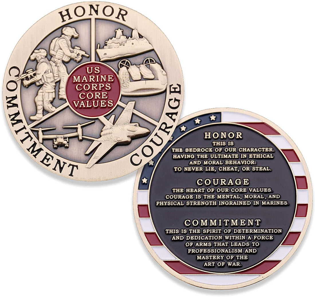 United States Marine Corps Core Values Challenge Coin 1-Pack (Single Coin) - Trumpshop.net
