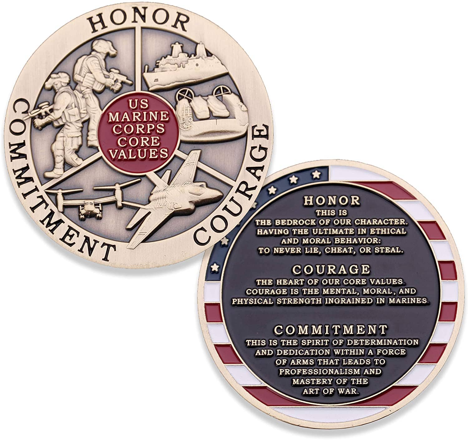 United States Marine Corps Core Values Challenge Coin 1-Pack (Single Coin) - Trumpshop.net
