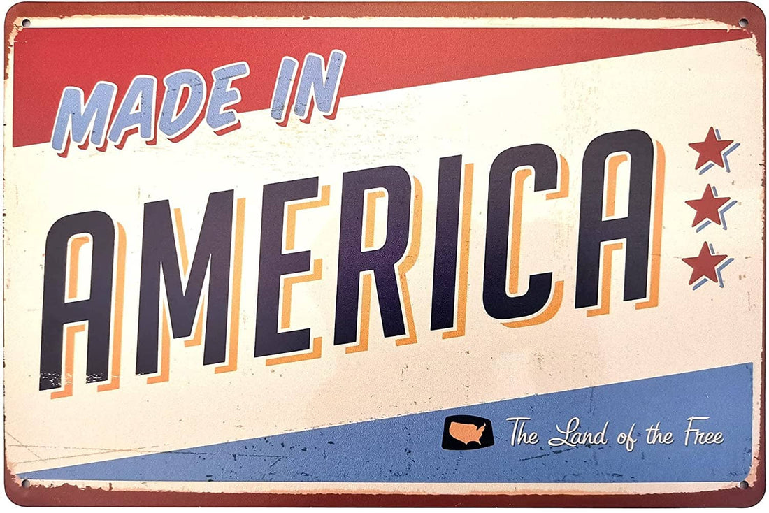 Vintage Made in America - The Land of the Free Metal Tin Sign - Trumpshop.net