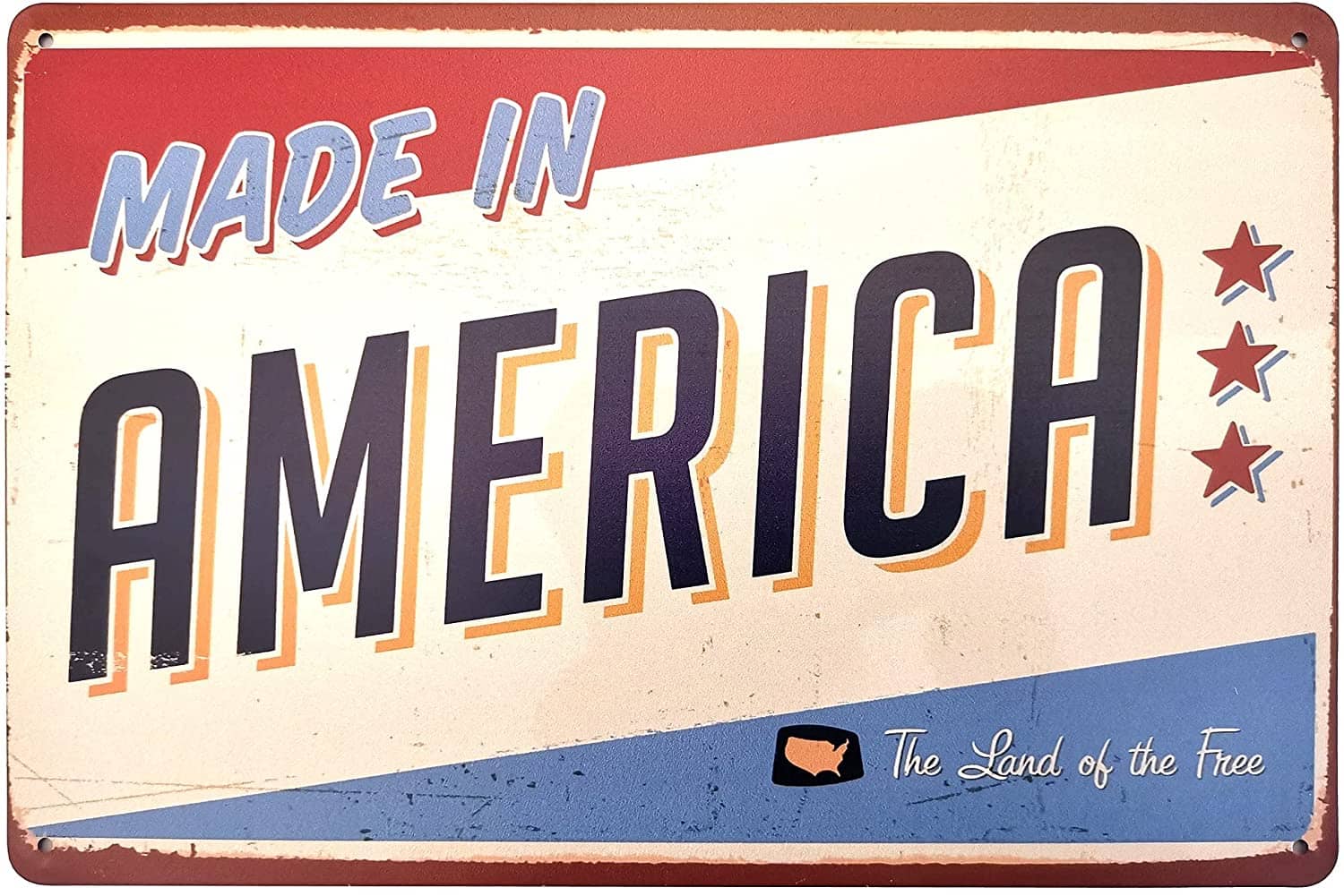 Vintage Made in America - The Land of the Free Metal Tin Sign - Trumpshop.net