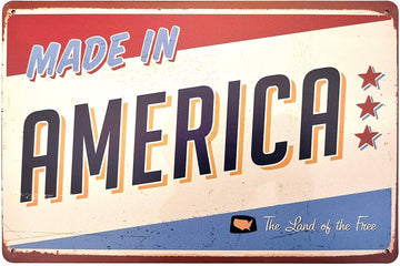 Vintage Made in America - The Land of the Free Metal Tin Sign - Trumpshop.net
