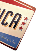 Vintage Made in America - The Land of the Free Metal Tin Sign - Trumpshop.net