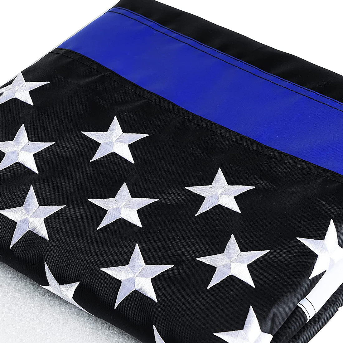 Heavy Duty Embroidered Thin Blue Line American Nylon Flag 3X5 FT