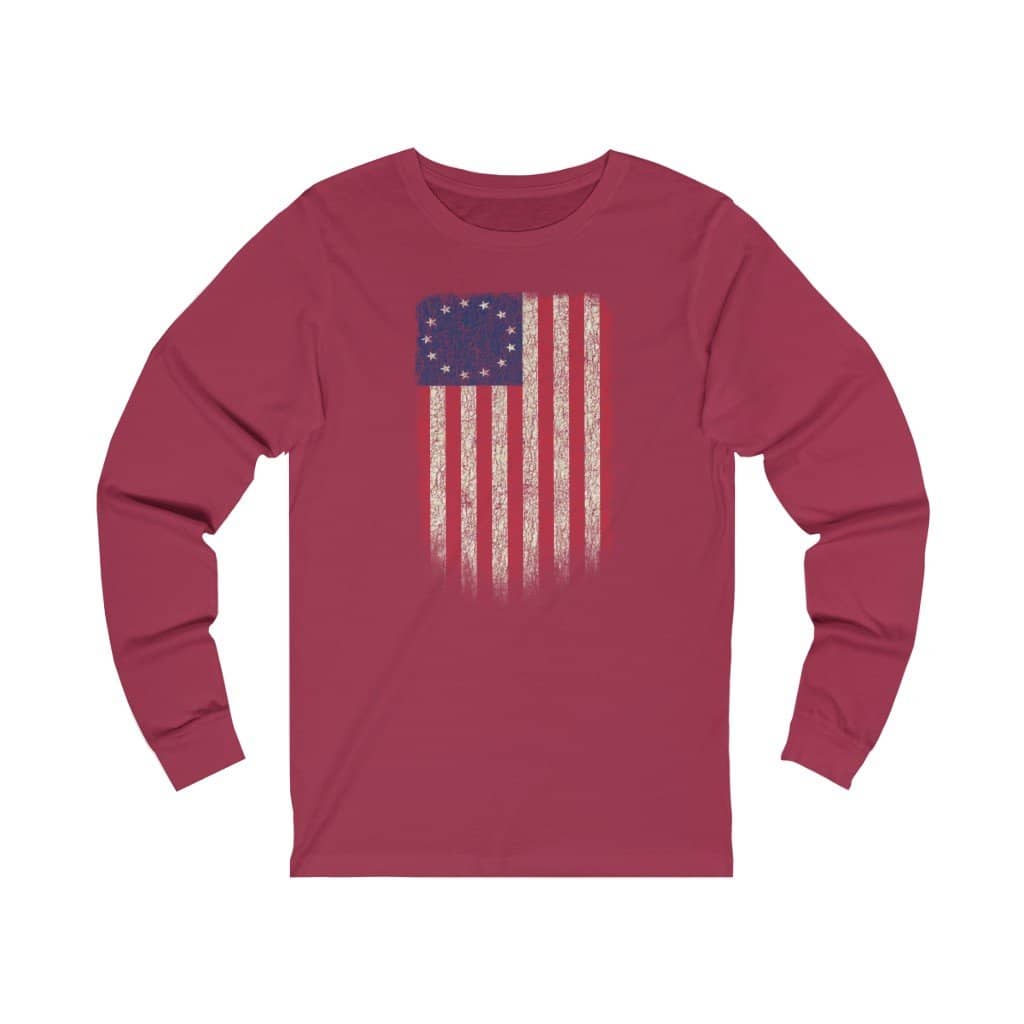 Betsy Ross Flag 13 Colonies Women's Long Sleeve Performance V-neck Tee - Trumpshop.net