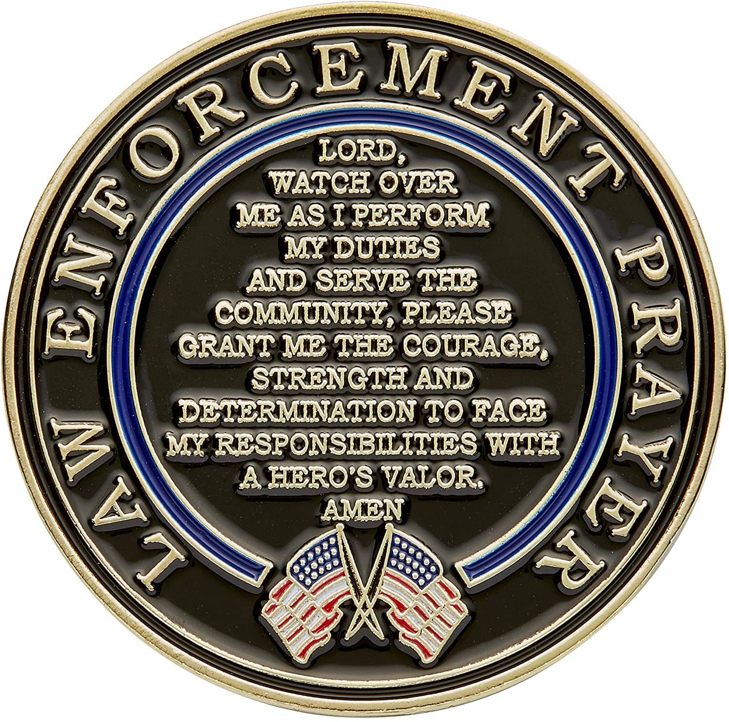 St. Michael Patron Saint of Law Enforcement Challenge Coin with Hero's Valor Prayer 1-Pack (Single Coin) - Trumpshop.net