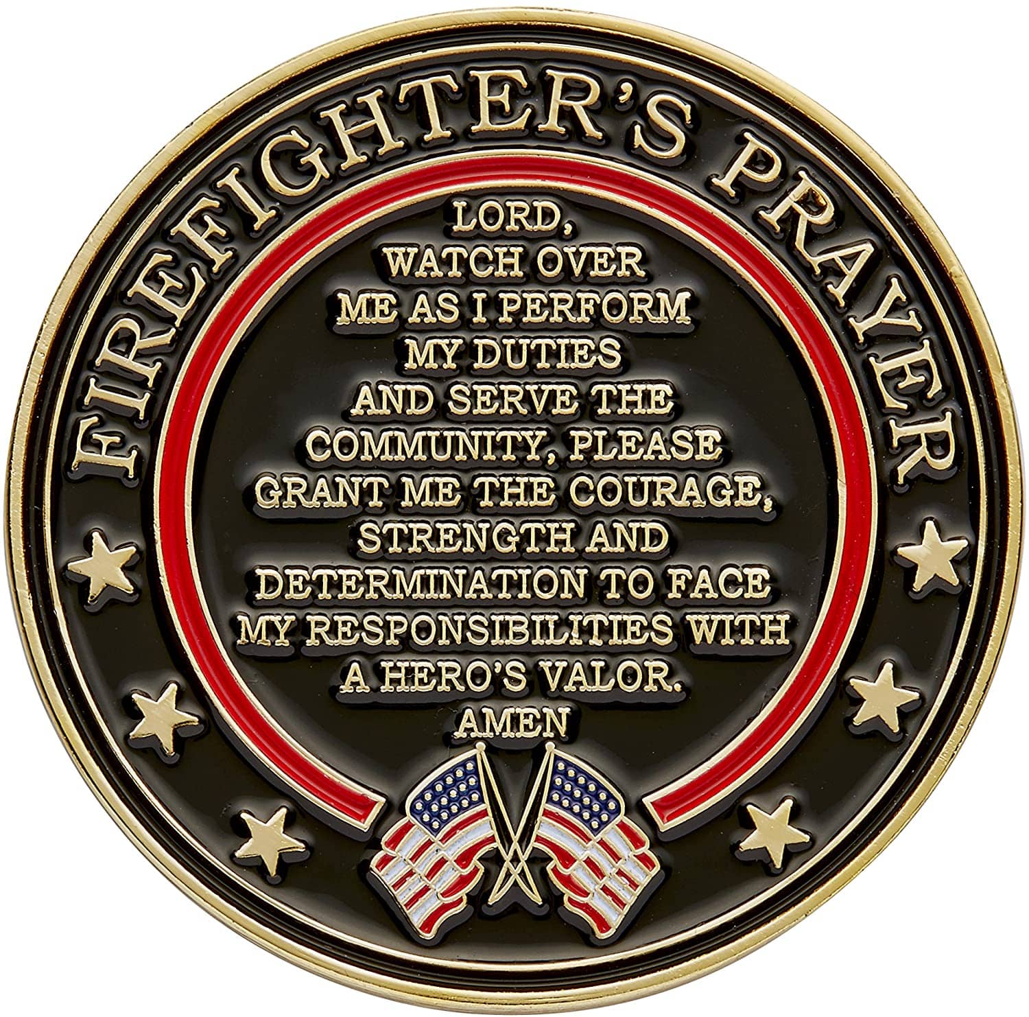 St. Florian Patron Saint of Firefighters Challenge Coin with Hero's Valor Prayer 1-Pack (Single Coin) - Trumpshop.net