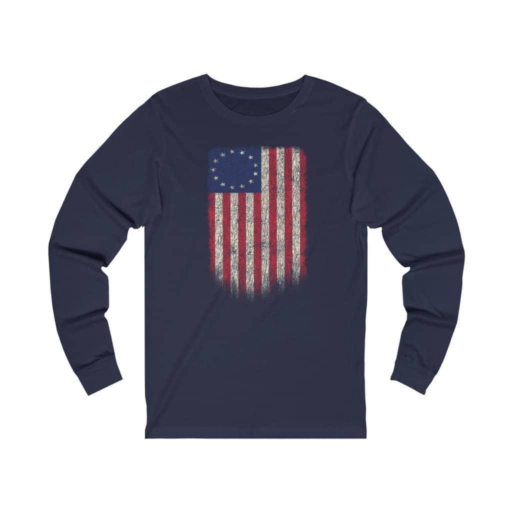 Betsy Ross Flag 13 Colonies Women's Long Sleeve Performance V-neck Tee - Trumpshop.net