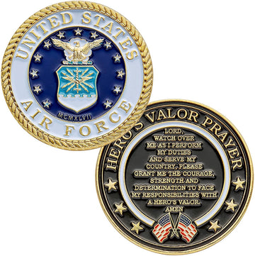 United States Air Force Challenge Coin with Hero's Valor Prayer 1-Pack (Single Coin) - Trumpshop.net