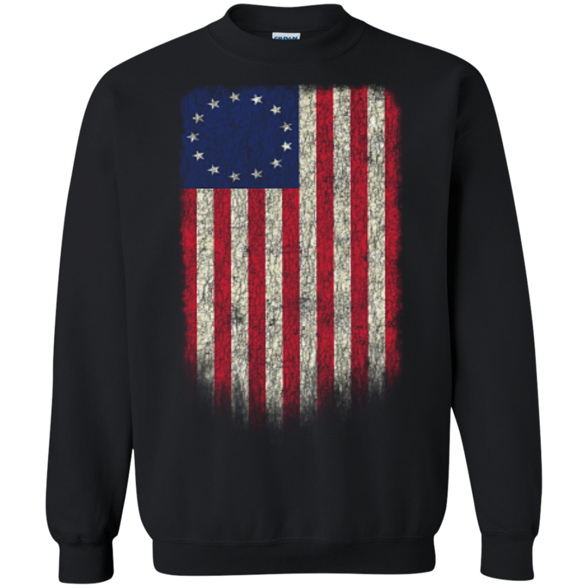Betsy Ross Flag 13 Colonies Crewneck Pullover Sweatshirt  8 oz. - Trumpshop.net