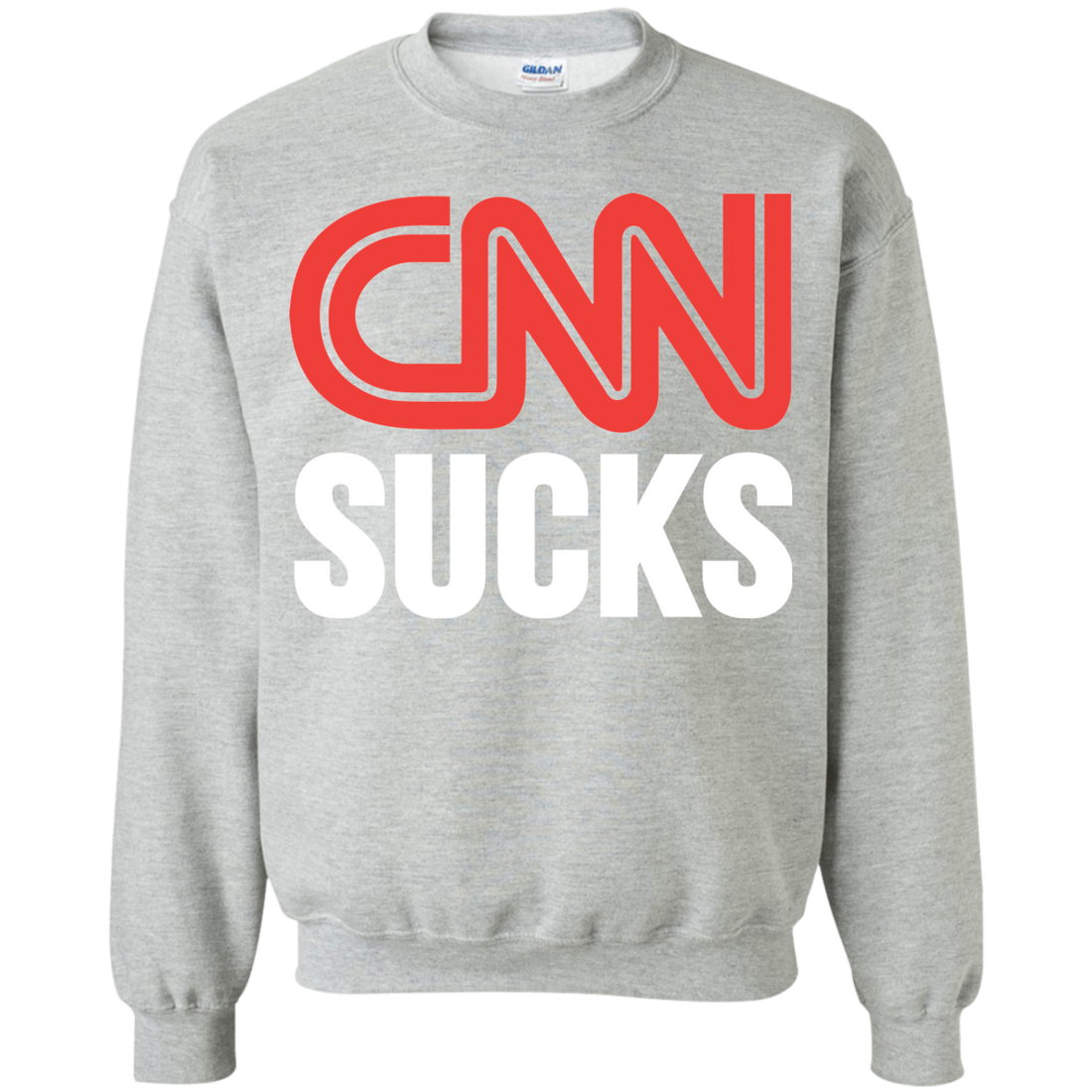 CNN Sucks Crewneck Pullover Sweatshirt  8 oz. - Trumpshop.net