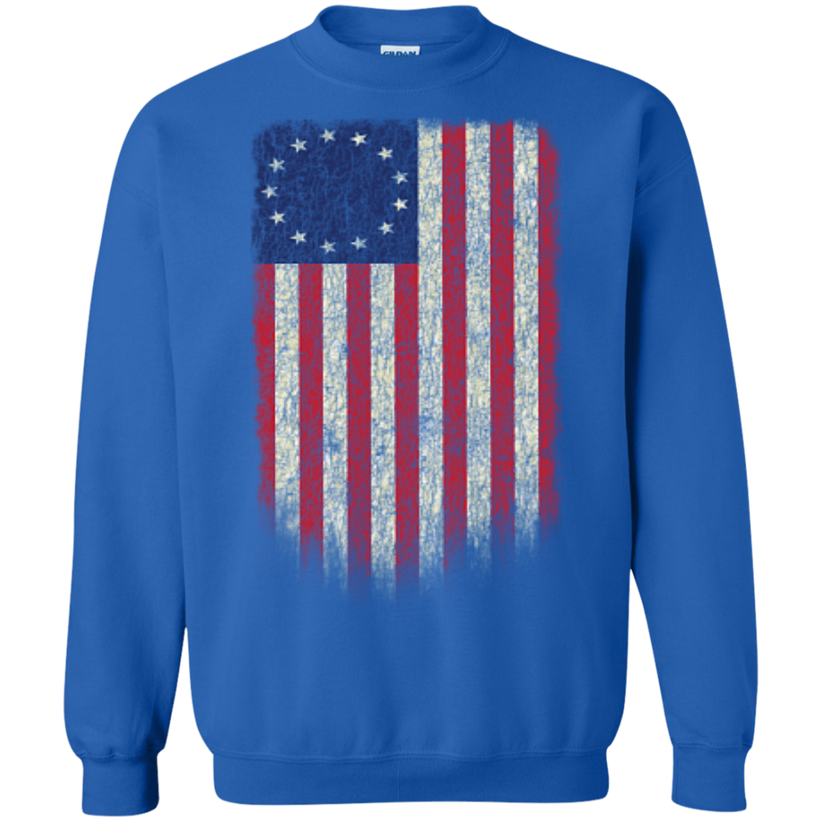 Betsy Ross Flag 13 Colonies Crewneck Pullover Sweatshirt  8 oz. - Trumpshop.net