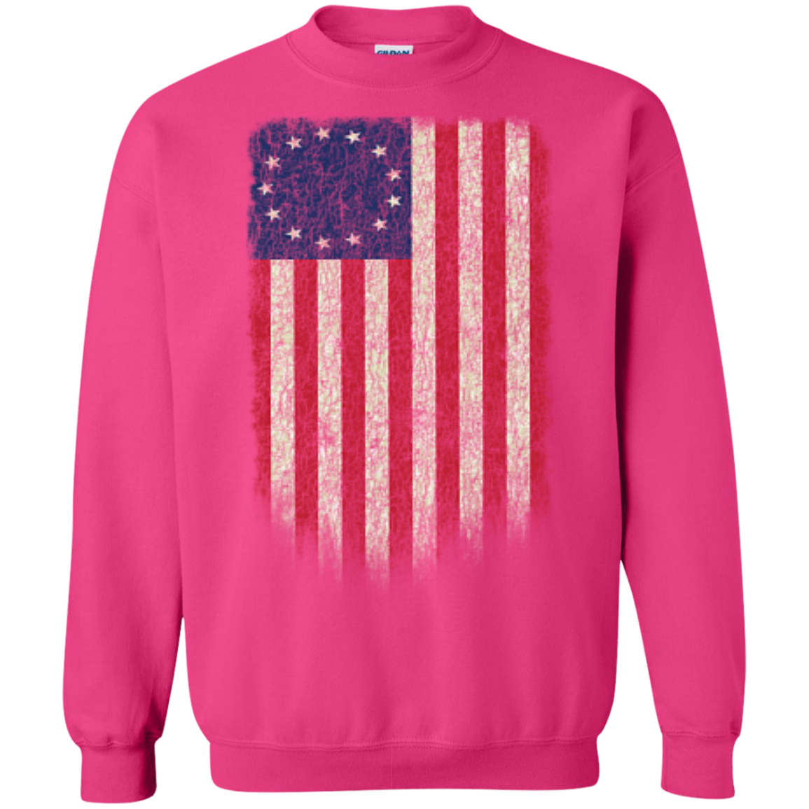 Betsy Ross Flag 13 Colonies Crewneck Pullover Sweatshirt  8 oz. - Trumpshop.net