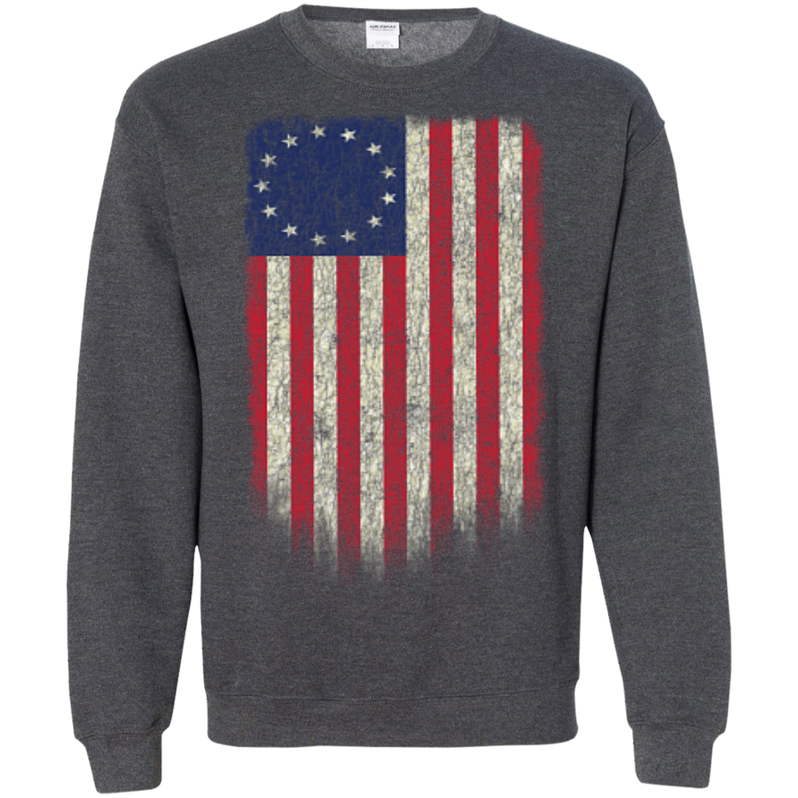 Betsy Ross Flag 13 Colonies Crewneck Pullover Sweatshirt  8 oz. - Trumpshop.net