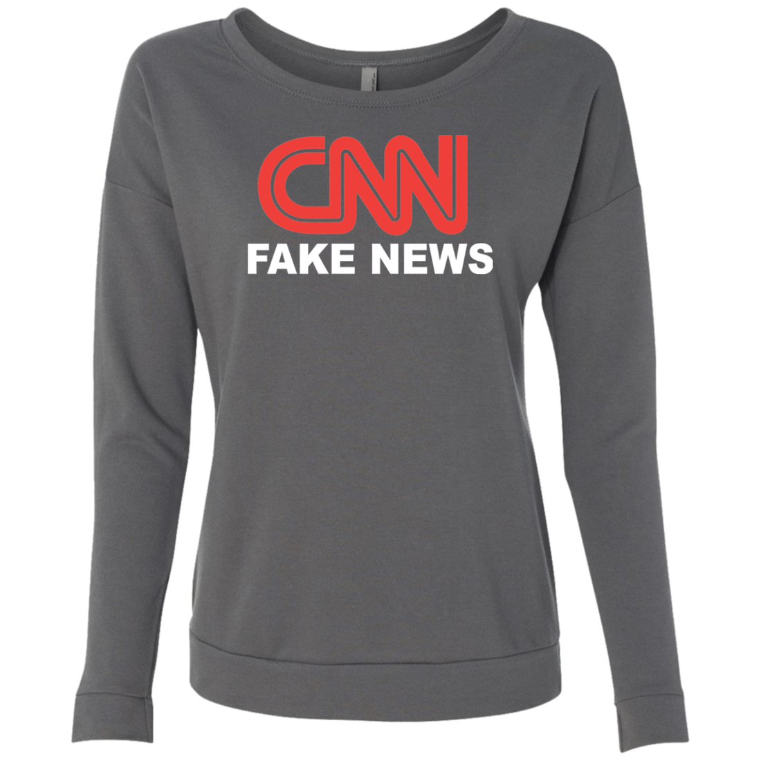 CNN Fake News Level Ladies' French Terry Scoop - Trumpshop.net