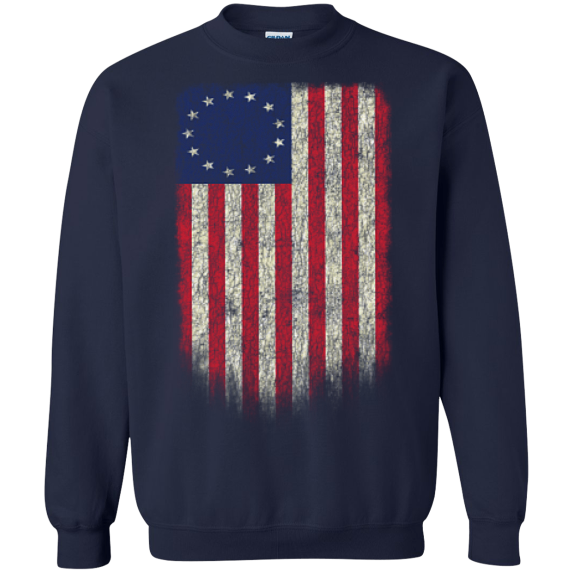 Betsy Ross Flag 13 Colonies Crewneck Pullover Sweatshirt  8 oz. - Trumpshop.net