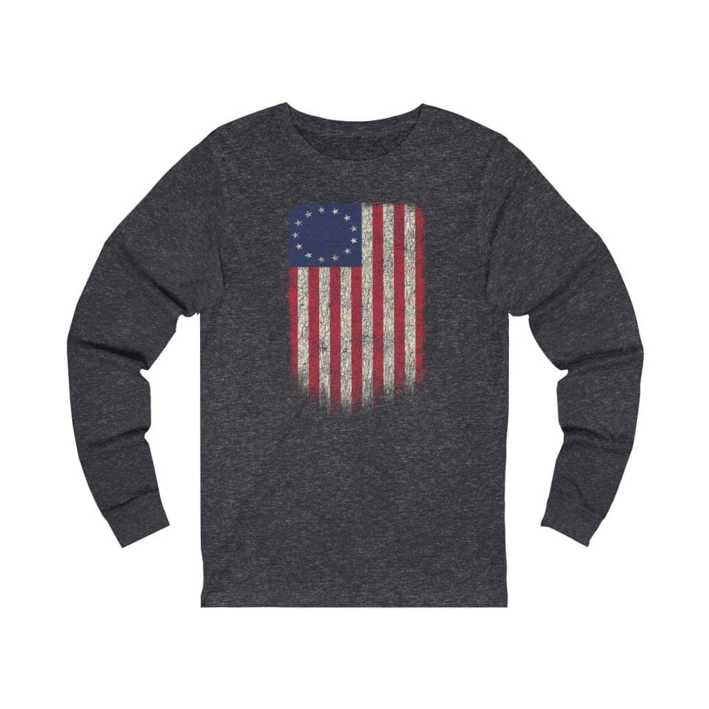 Betsy Ross Flag 13 Colonies Women's Long Sleeve Performance V-neck Tee - Trumpshop.net