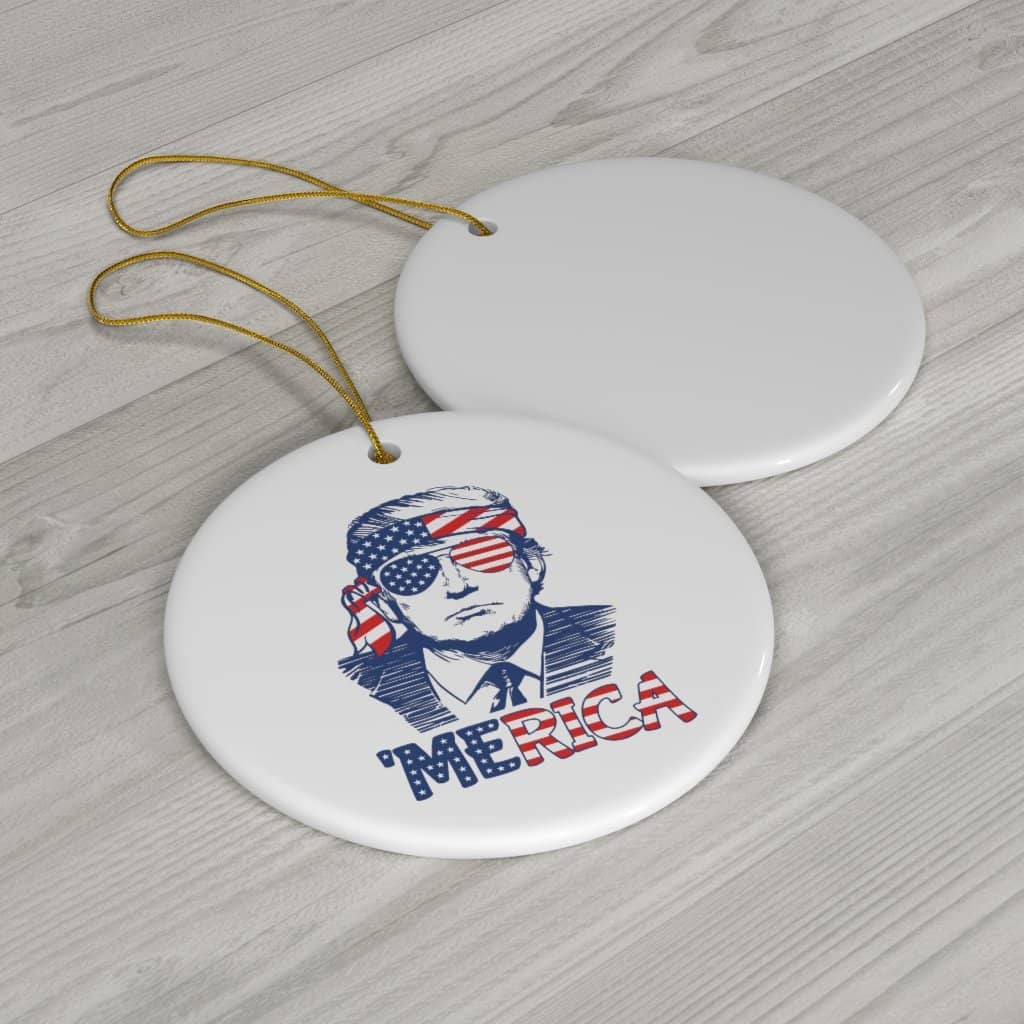 Merica Trump Round Ceramic Ornaments - Trumpshop.net