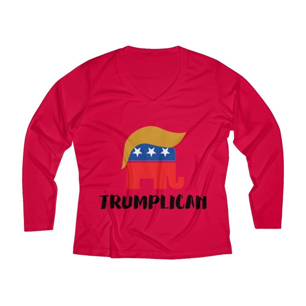 Trumplican Women's Long Sleeve Performance V-neck Tee - Trumpshop.net