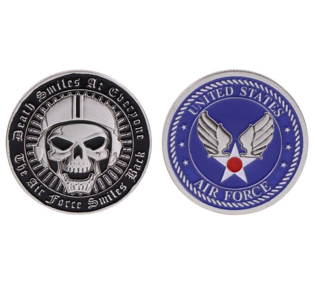 Death Smiles At Everyone The Air Forces Smiles Back Challenge Coin 1-Pack (Single Coin) - Trumpshop.net