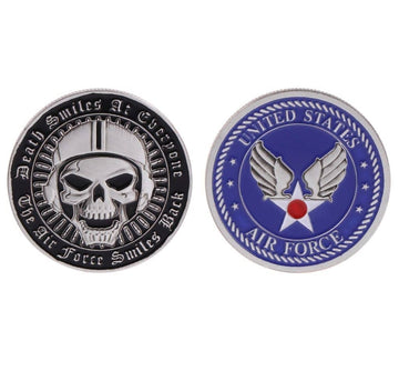 Death Smiles At Everyone The Air Forces Smiles Back Challenge Coin 1-Pack (Single Coin) - Trumpshop.net