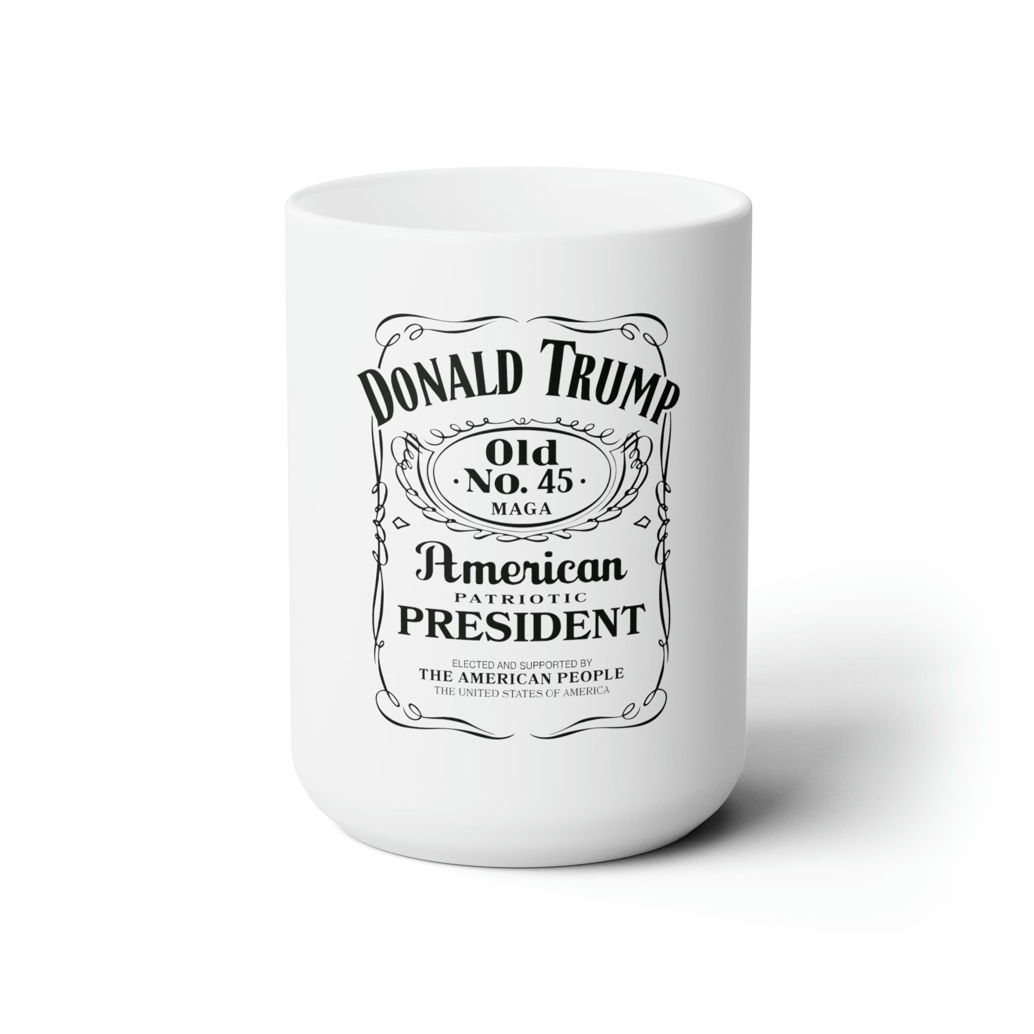 Old No 45 Trump Whiskey Label White Ceramic Mug