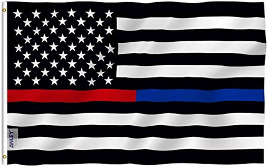 Thin Blue Line and Red Line USA Polyester Flag - Trumpshop.net