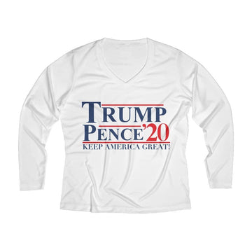 Trump Pence 2020 Women's Long Sleeve Performance V-neck Tee - Trumpshop.net