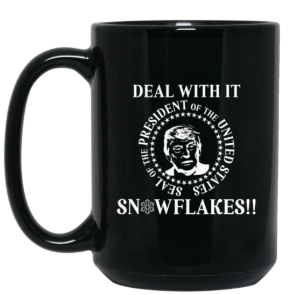 Deal with it Snowflakes 15 oz. Black Mug - Trumpshop.net