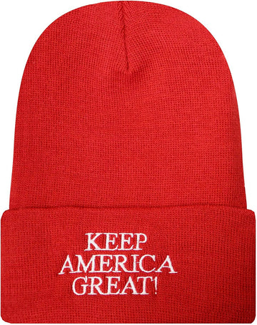 Made in USA Keep America Great Donald Trump Knit Beanie - RED - Trumpshop.net