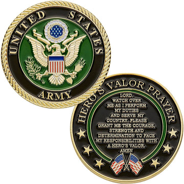 United States Army Challenge Coin with Hero's Valor Prayer 1-Pack (Single Coin) - Trumpshop.net