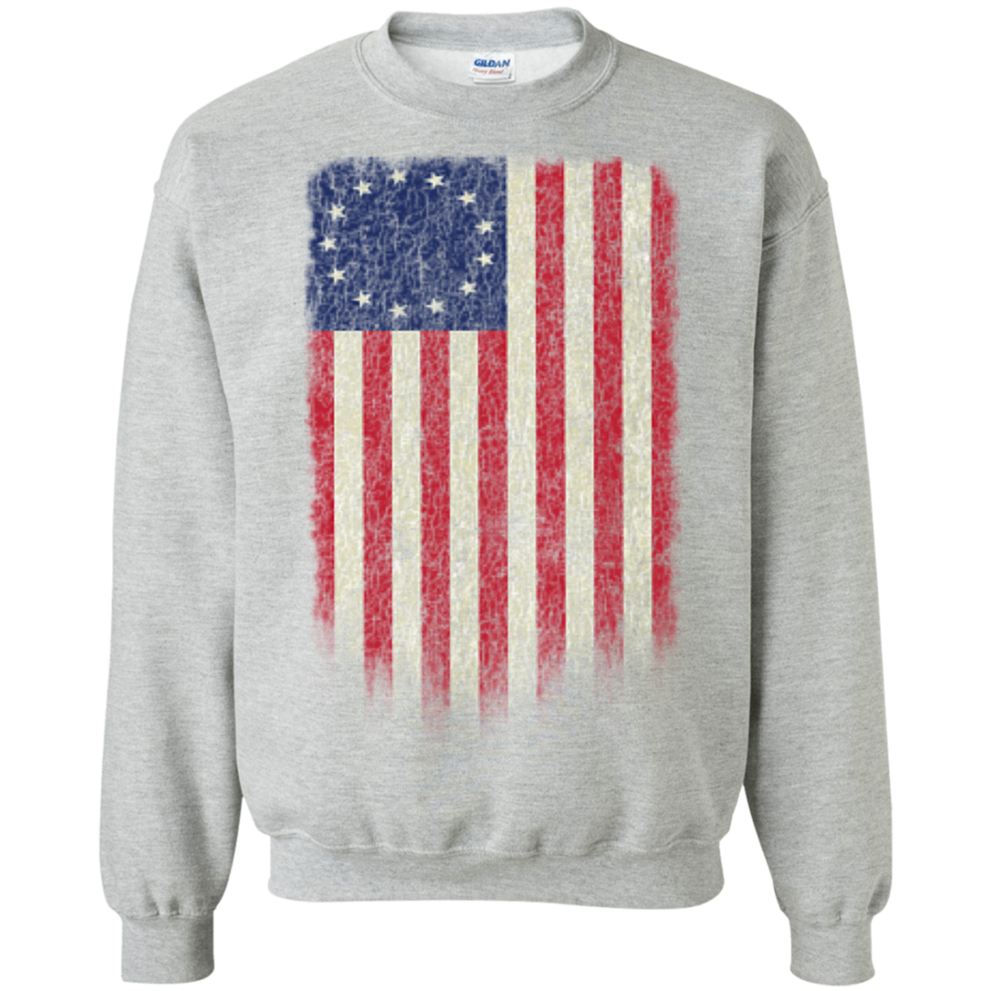 Betsy Ross Flag 13 Colonies Crewneck Pullover Sweatshirt  8 oz. - Trumpshop.net