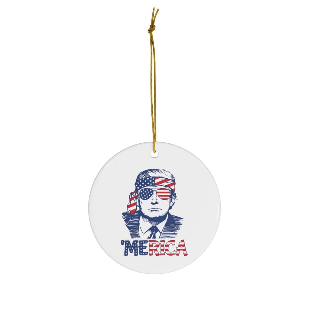 Merica Trump Round Ceramic Ornaments - Trumpshop.net