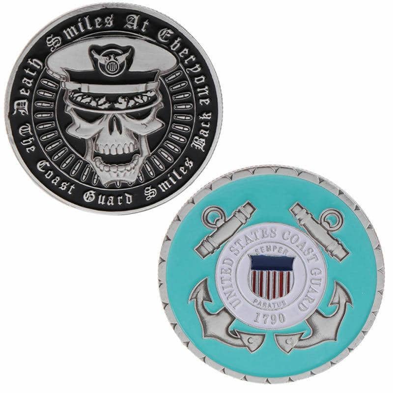 Death Smiles At Everyone The Coast Guard Smiles Back Challenge Coin 1-Pack (Single Coin) - Trumpshop.net